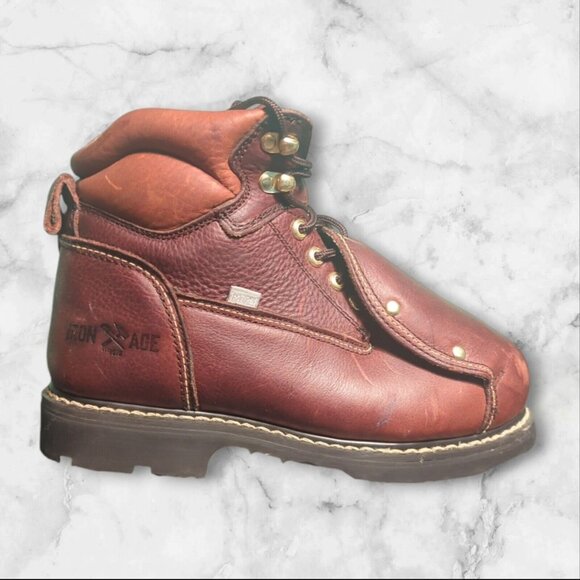 Iron‎ Age Mens Brown Leather Work & Safety Boots Size 7M Women\'s 8.5-9 Mt75